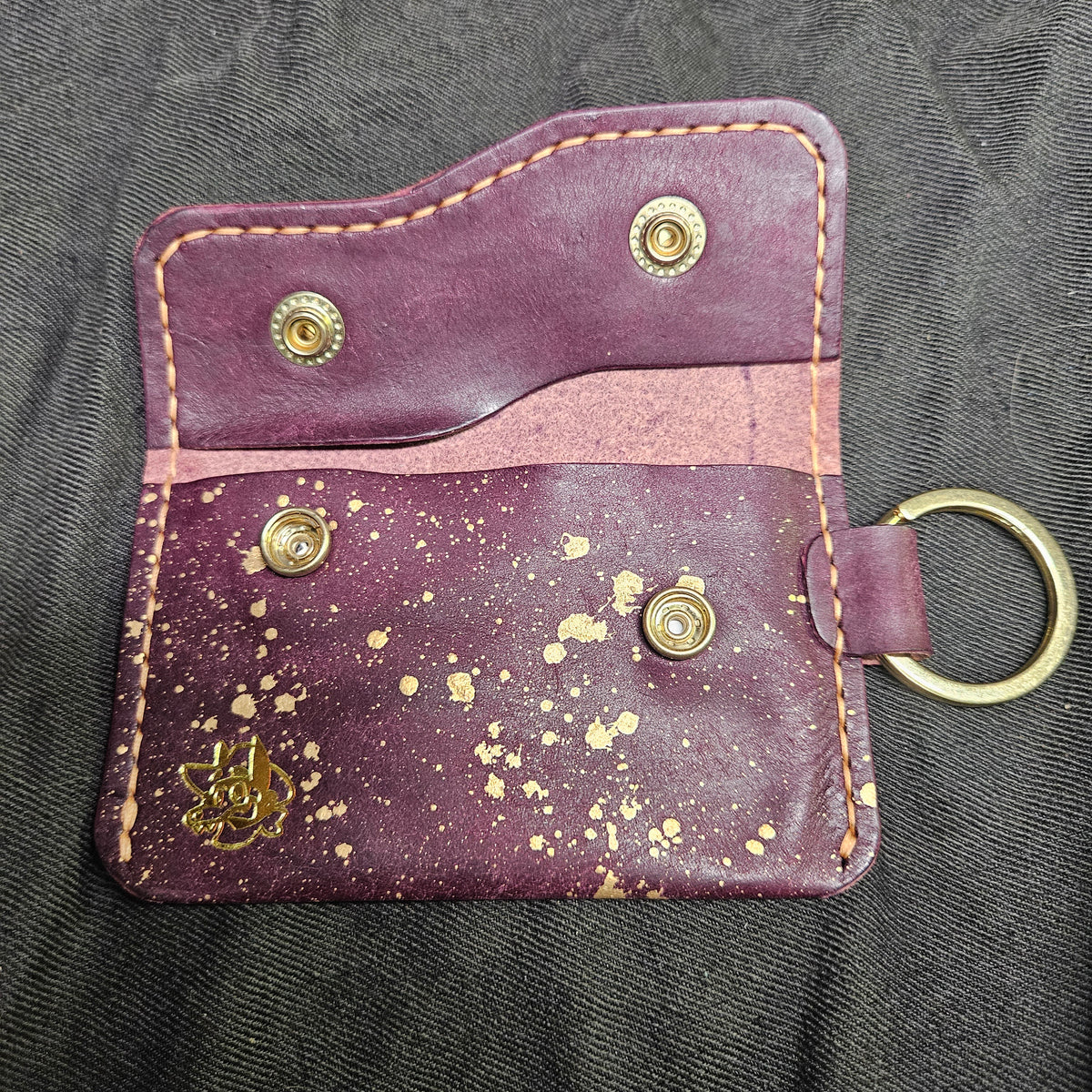 Purple w/ Gold Splatter Keychain Wallet