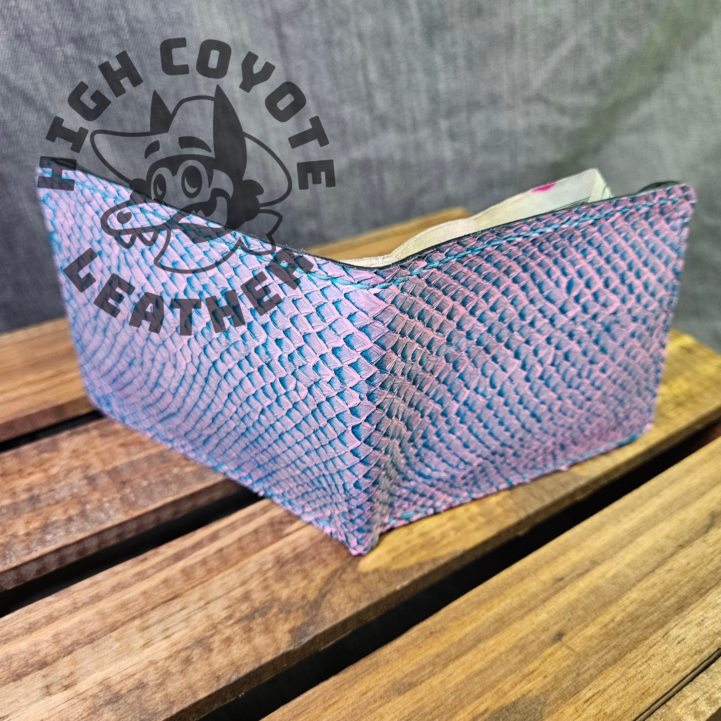 Salmon "Cotton Candy" Leather Deluxe Bifold