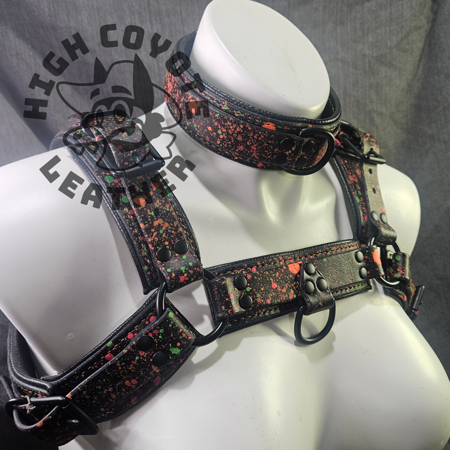 Neon Splatter Harness & Collar