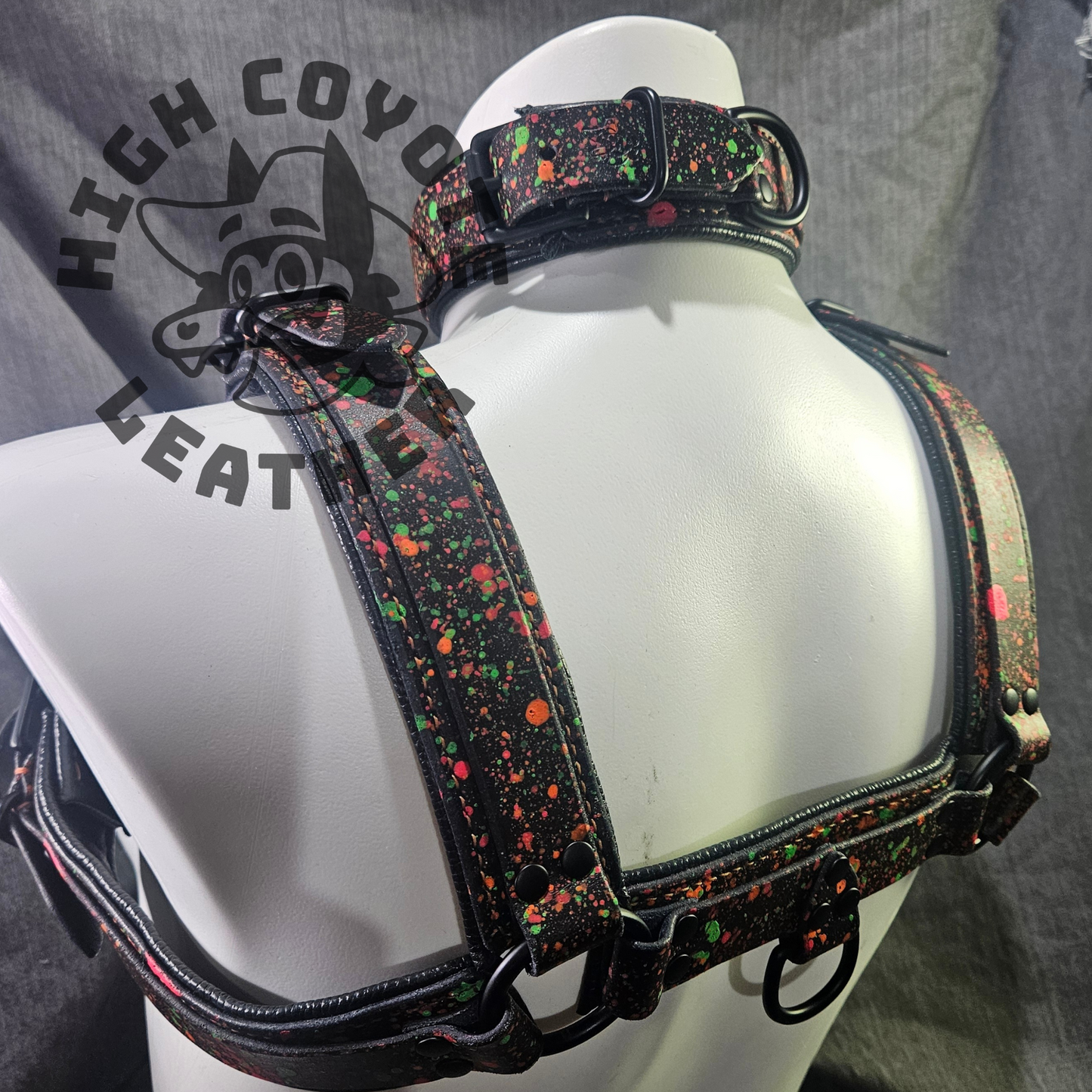 Neon Splatter Harness & Collar