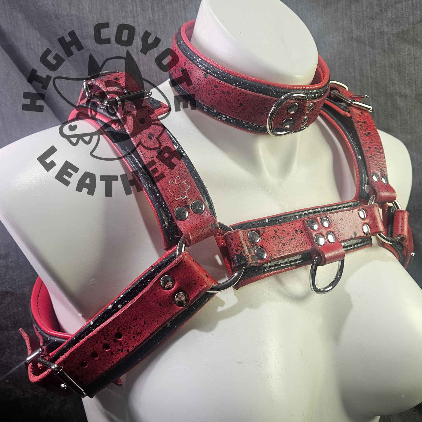 Black & Red Splatter Harness & Collar