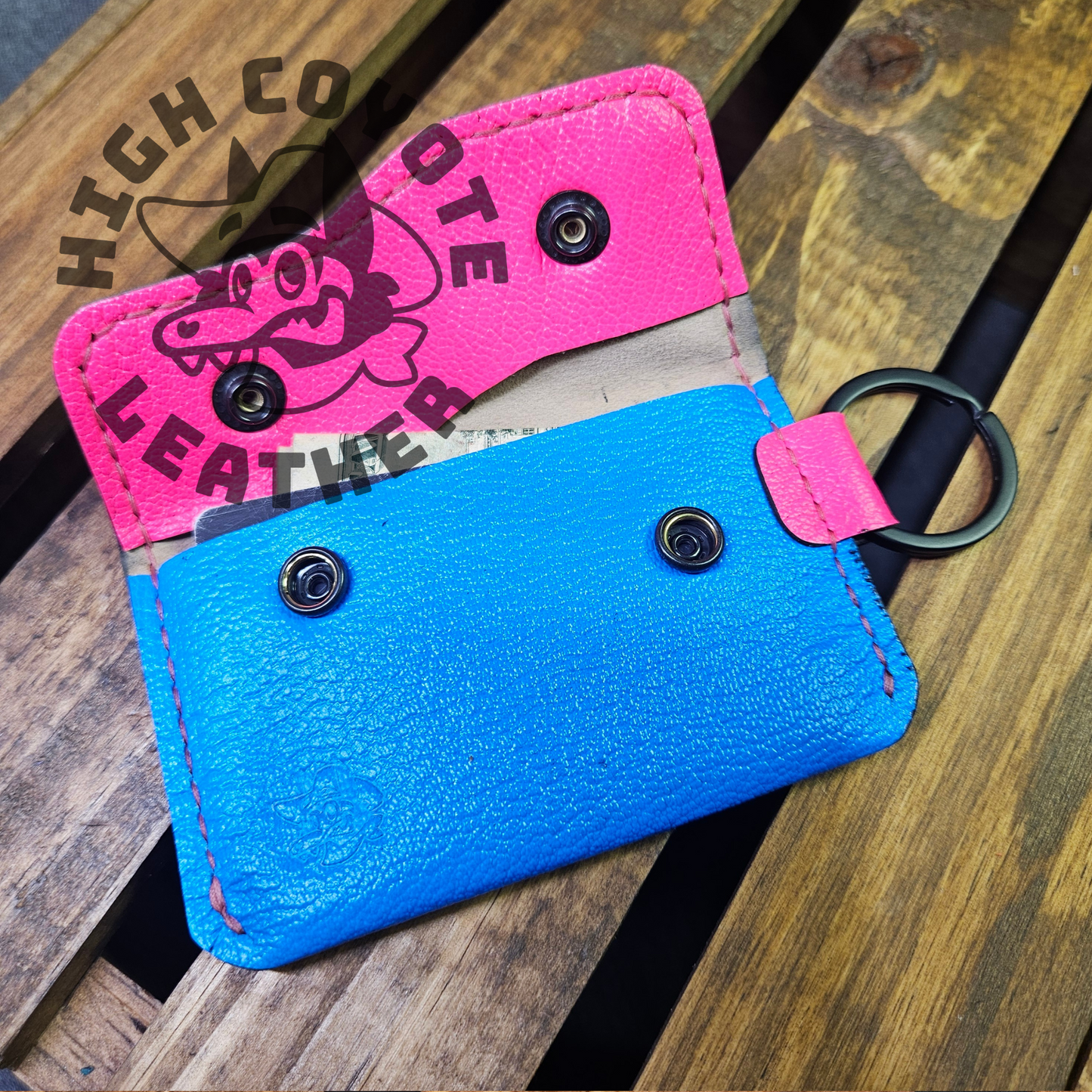Neon Blue & Pink Keychain Wallet