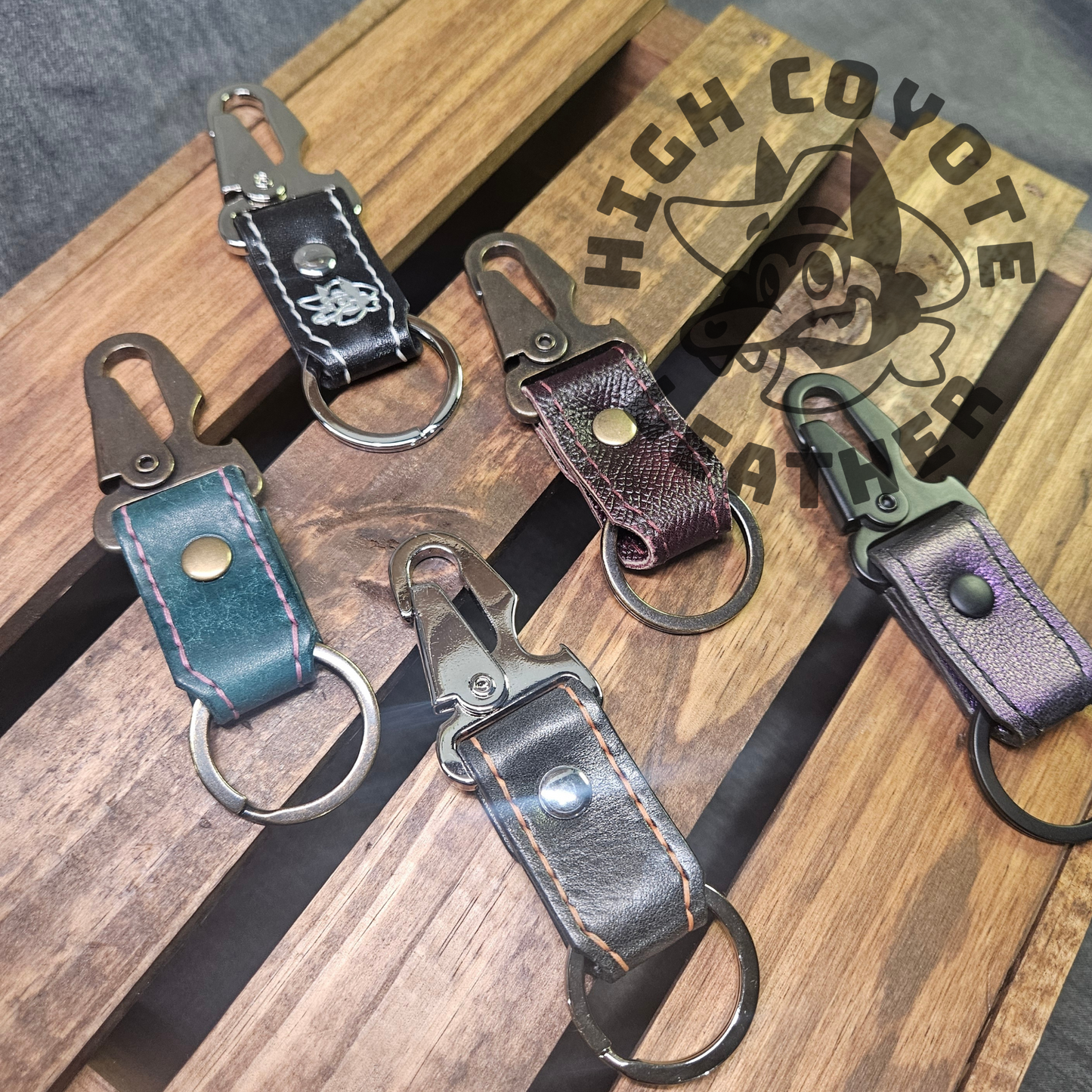 Assorted Leather Snap Keychains