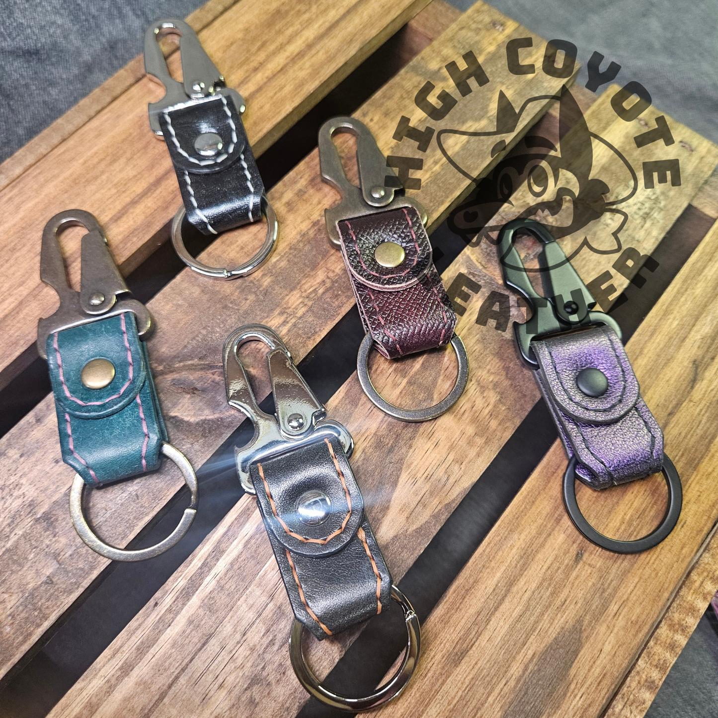 Assorted Leather Snap Keychains