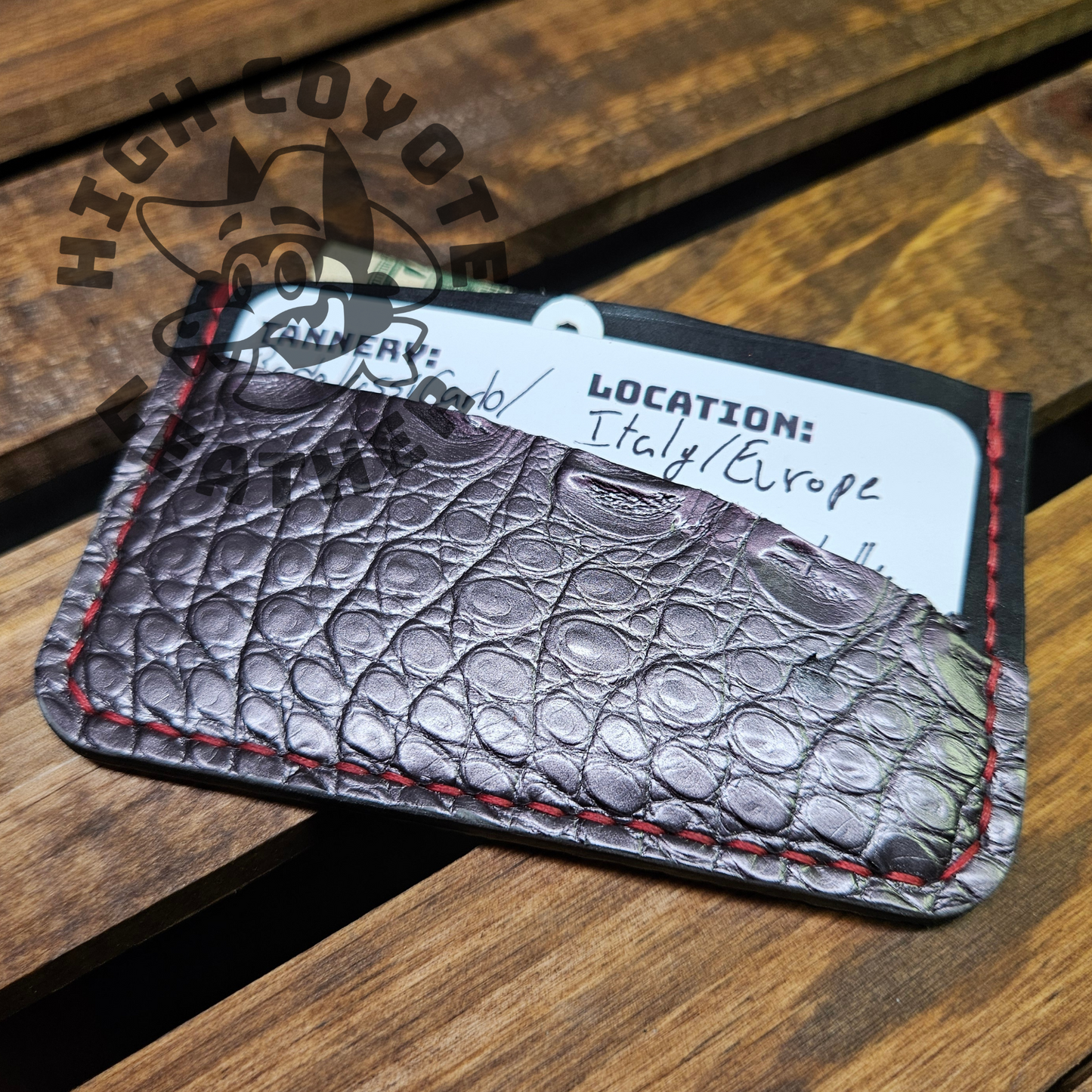 Metallic Platinum Alligator Mini Wallet