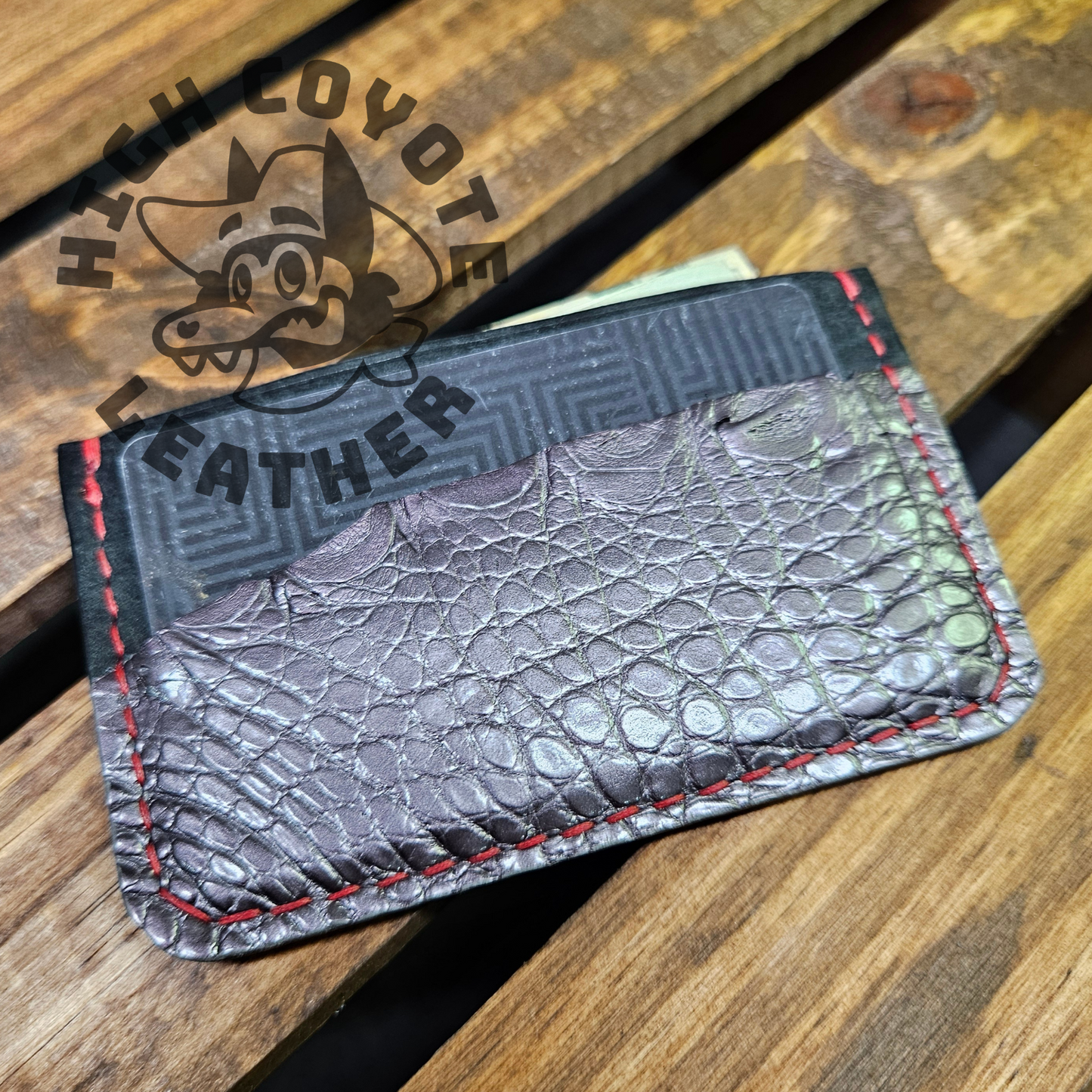 Metallic Platinum Alligator Mini Wallet