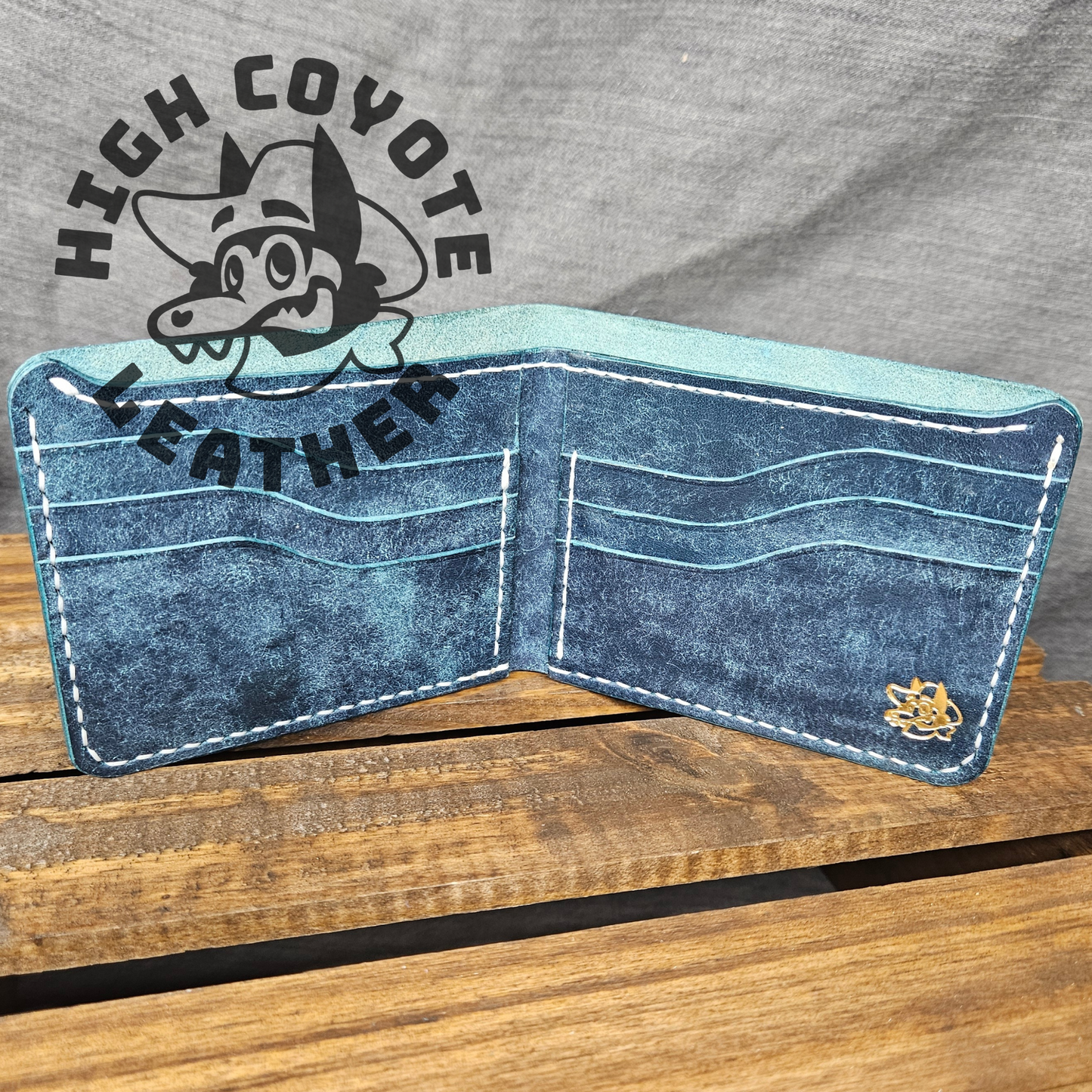 Pueblo Navy Blue w/ White Stitching Deluxe Leather Bifold