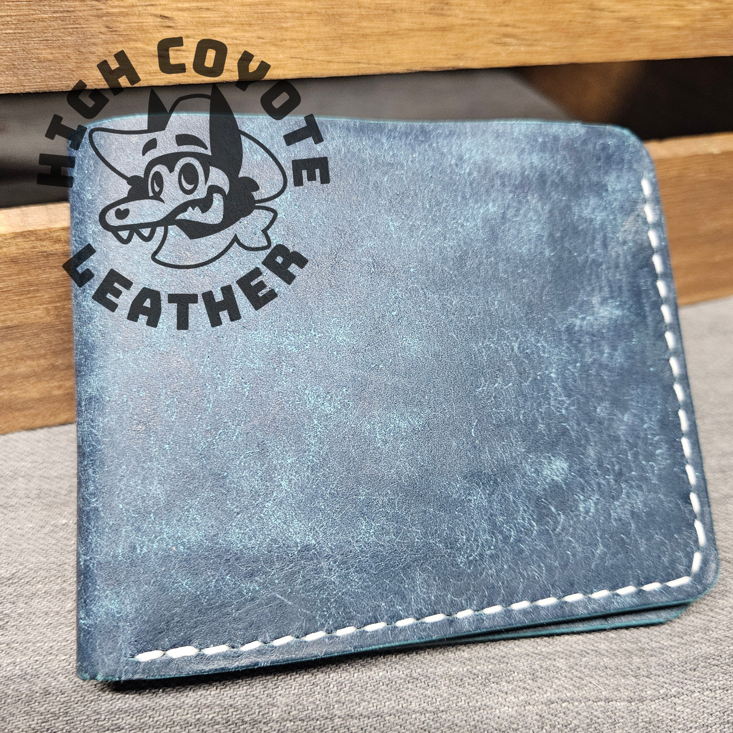 Pueblo Navy Blue w/ White Stitching Deluxe Leather Bifold