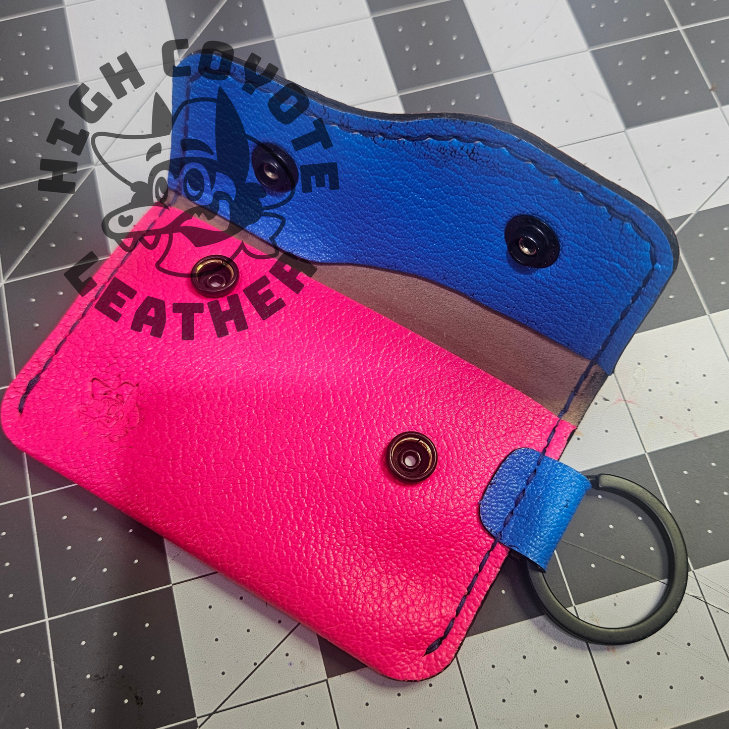 Neon Pink & Blue Keychain Wallet