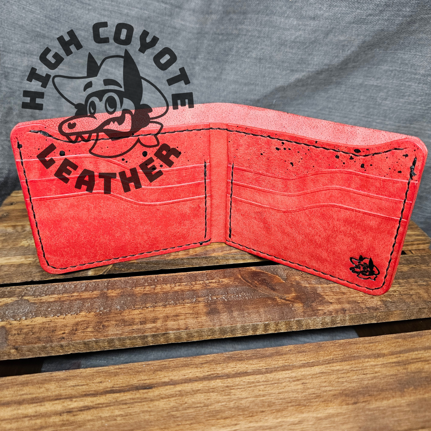Pueblo Red w/ Black Splatter Deluxe Leather Bifold