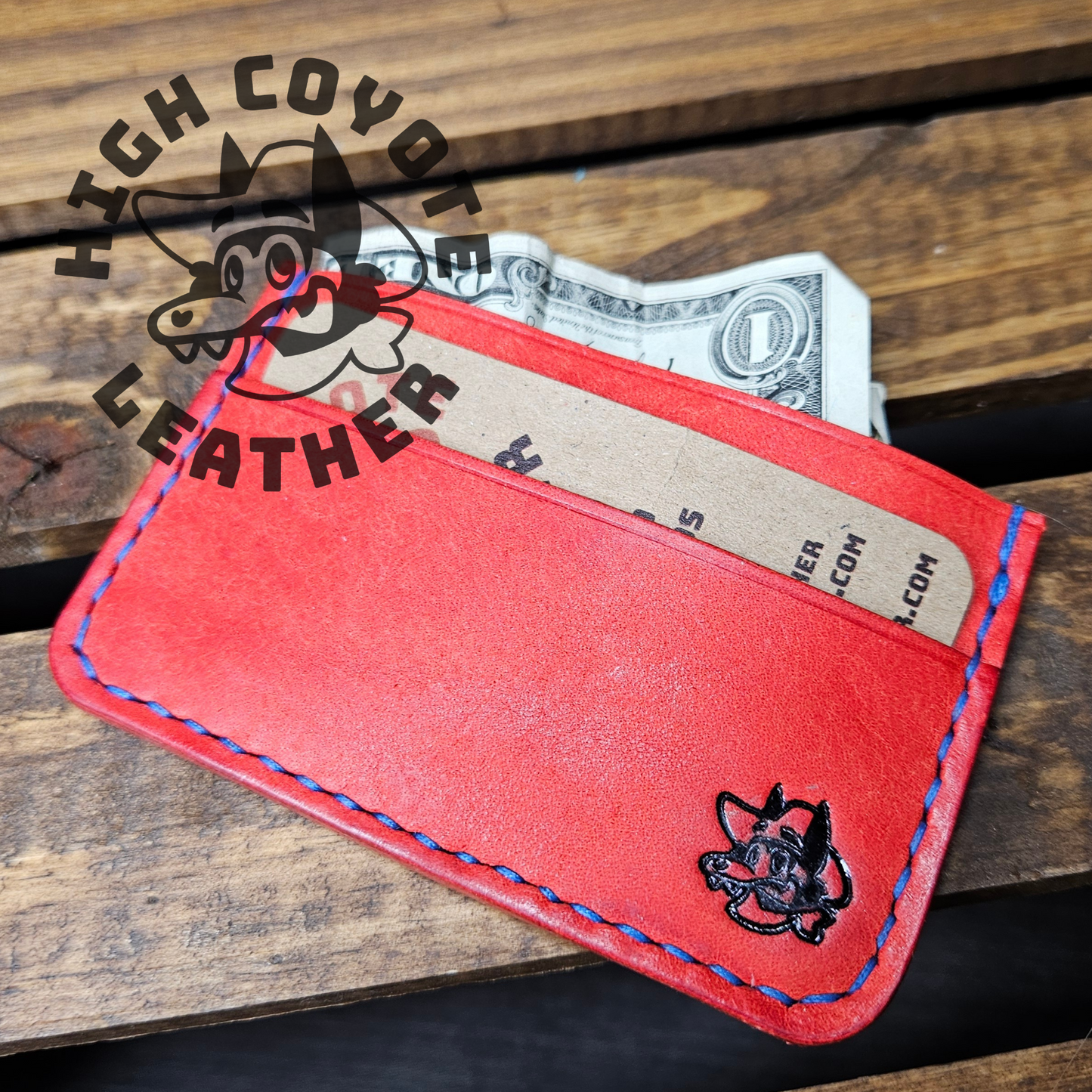 Pueblo Red w/ Blue Stitching Mini Wallet
