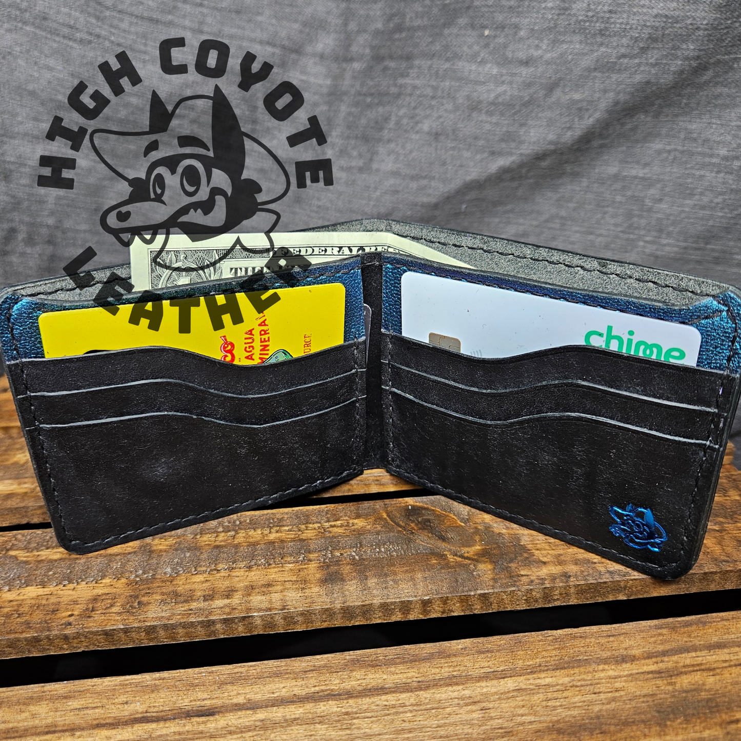 Color Shift Candy Blue Deluxe Leather Bifold