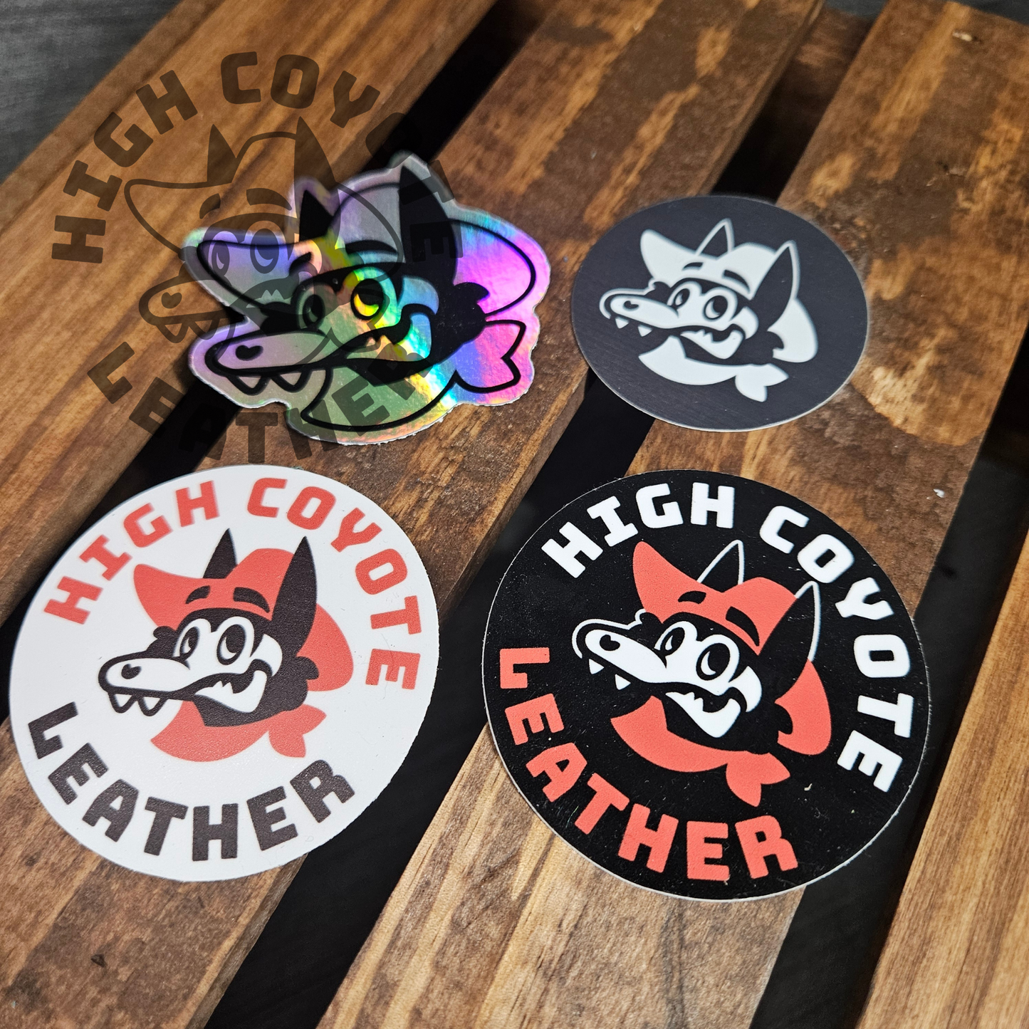 High Coyote Leather Logo Stickers