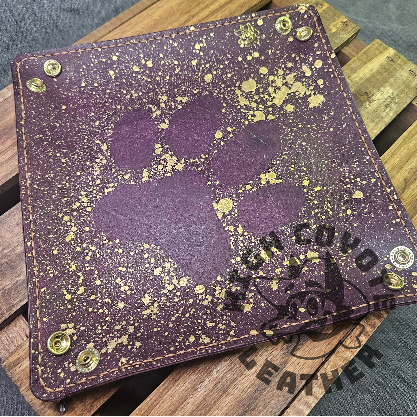 Pueblo Purple w/ Gold Splatter Paw Print Valet Tray