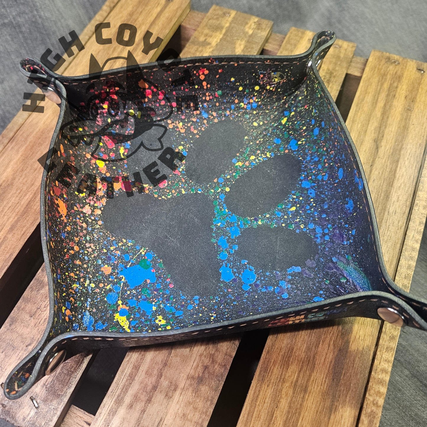 Rainbow Paw Print Splatter Valet Tray