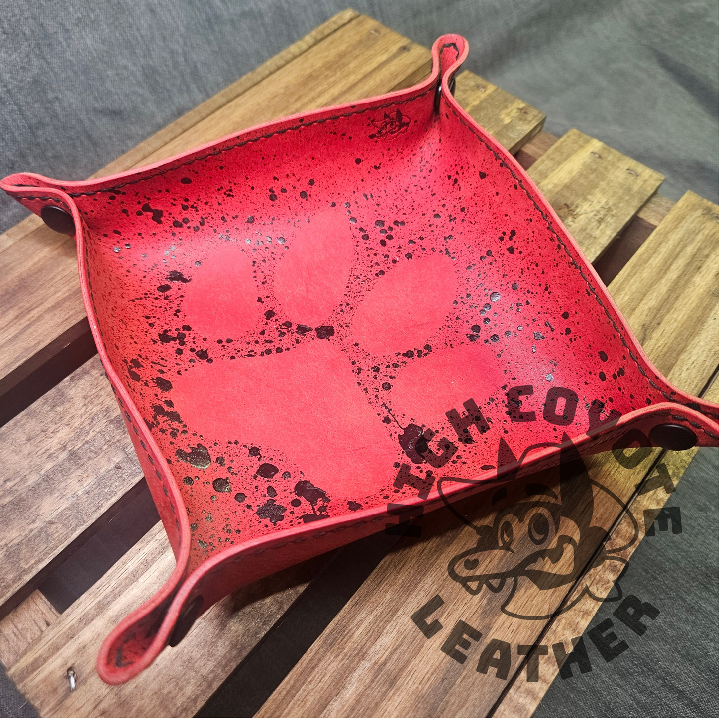 Pueblo Red w/ Black Splatter Paw Print Valet Tray