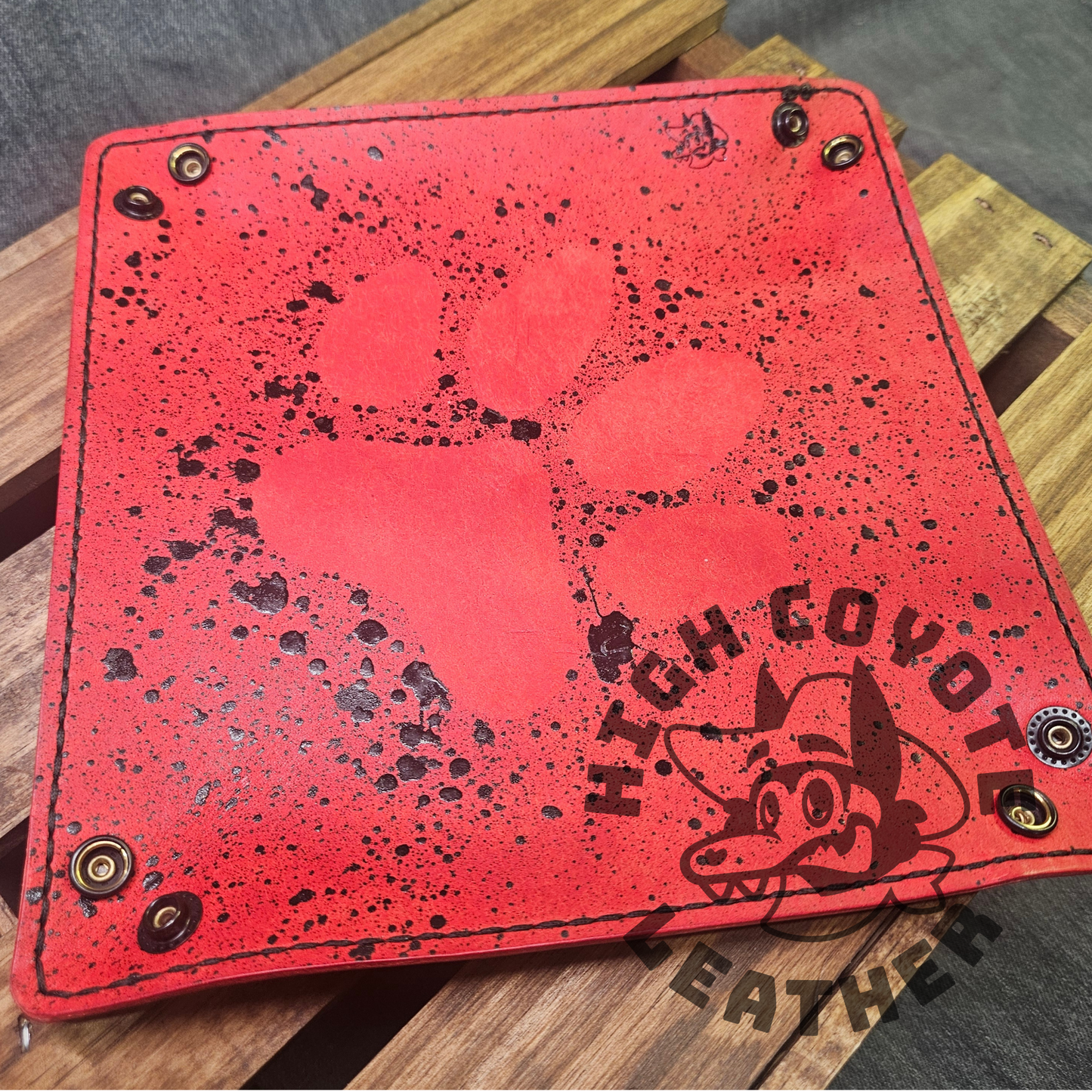 Pueblo Red w/ Black Splatter Paw Print Valet Tray