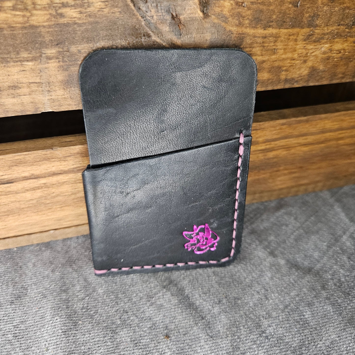 Black w/ Fuchsia Stitching Wrap Wallet