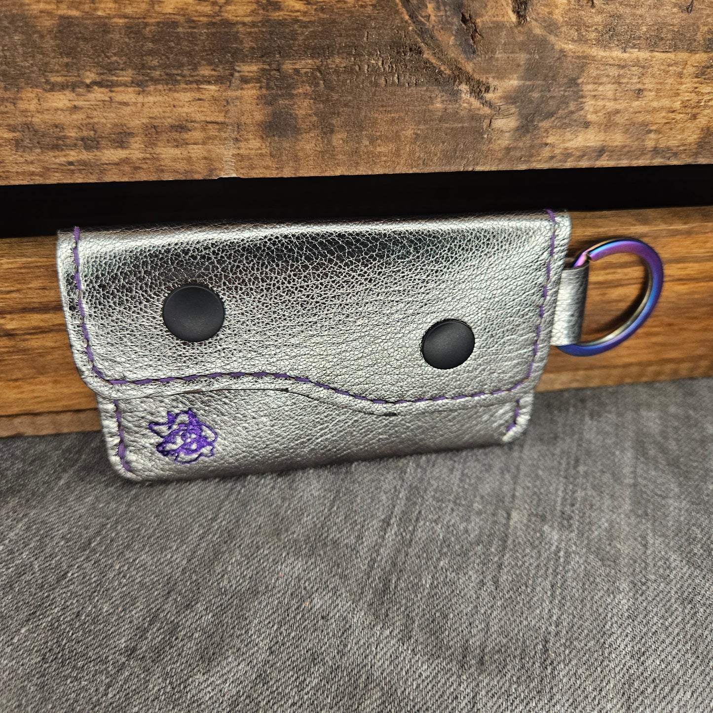 Space Age Silver Keychain Wallet