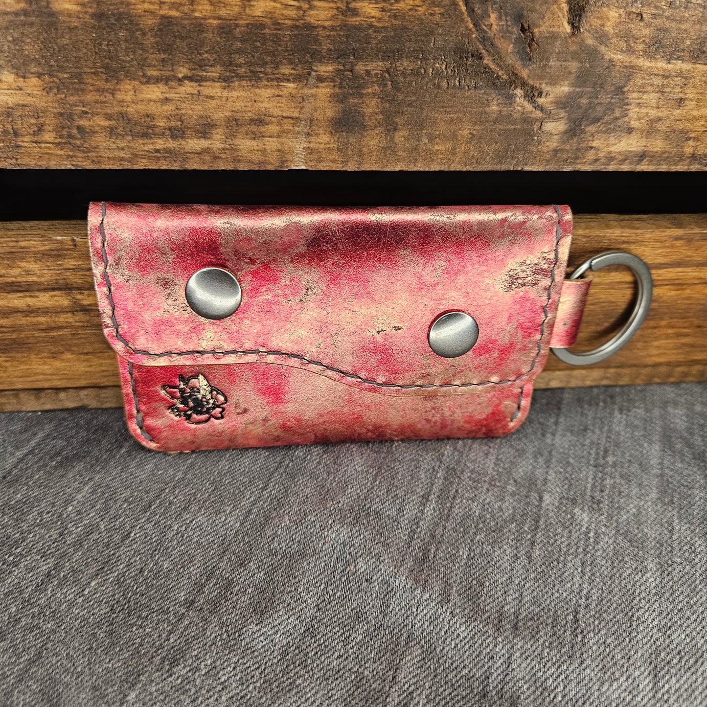 Rusty Metallic Magnolia Keychain Wallet