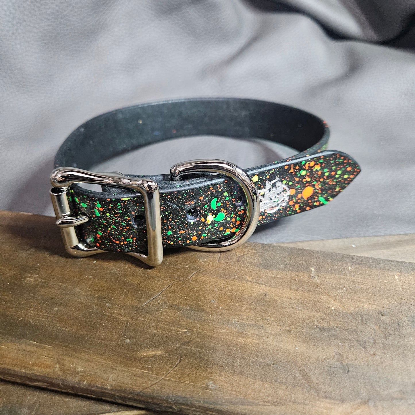 Black & Neon Citrus Splatter Pup Collar