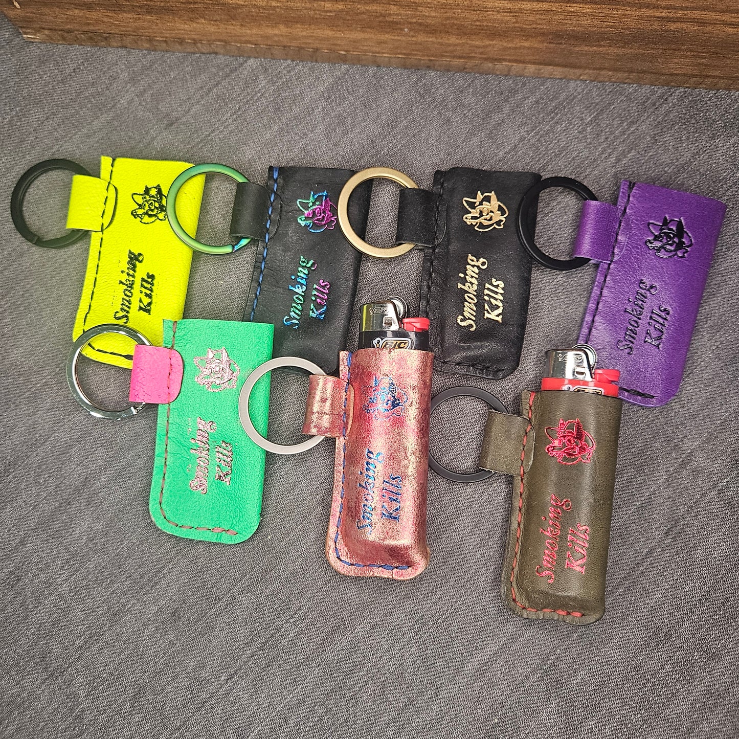 Assorted Lighter Holder Keychains *Smoking Kills* Lot 2