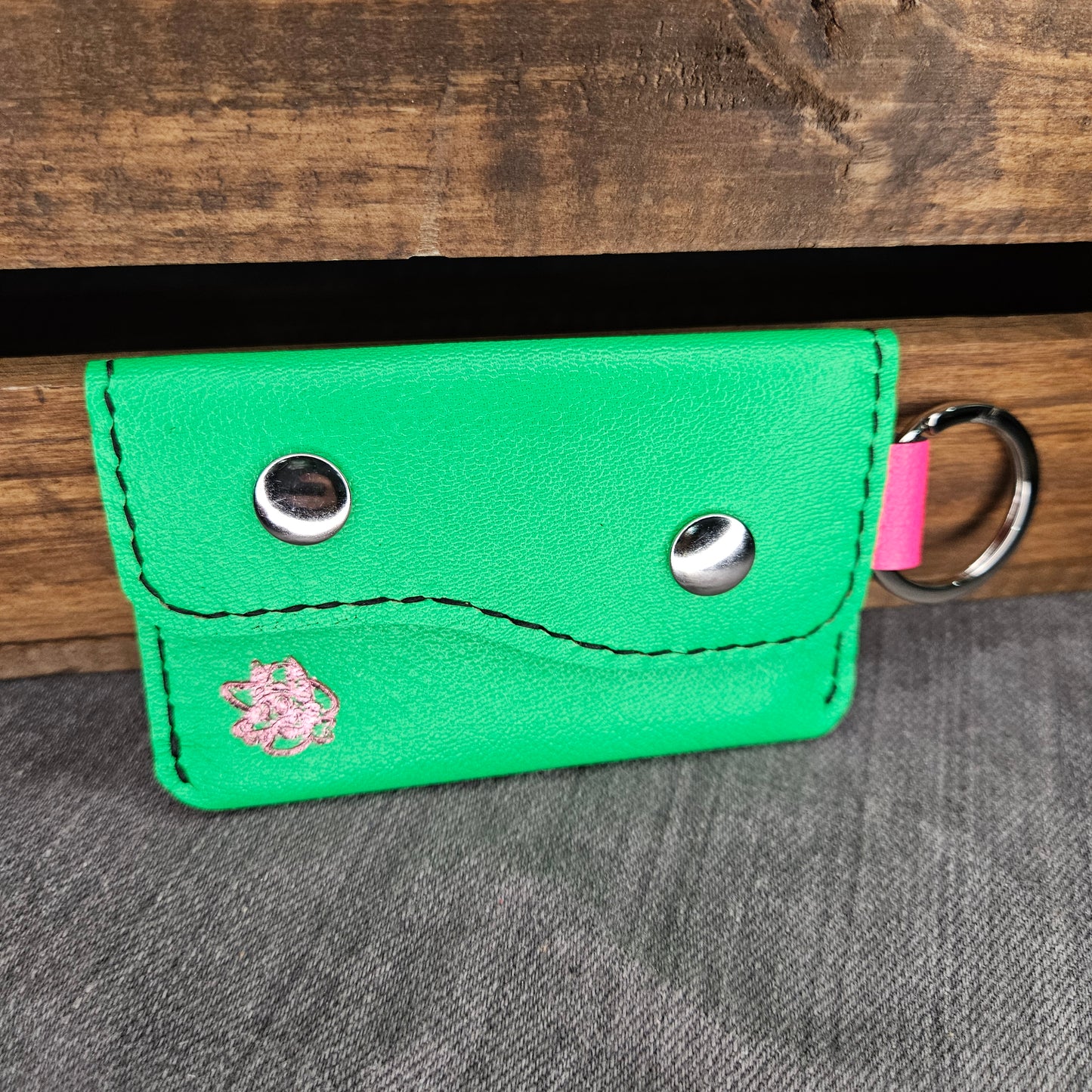 Neon Green and Pink Keychain Wallet