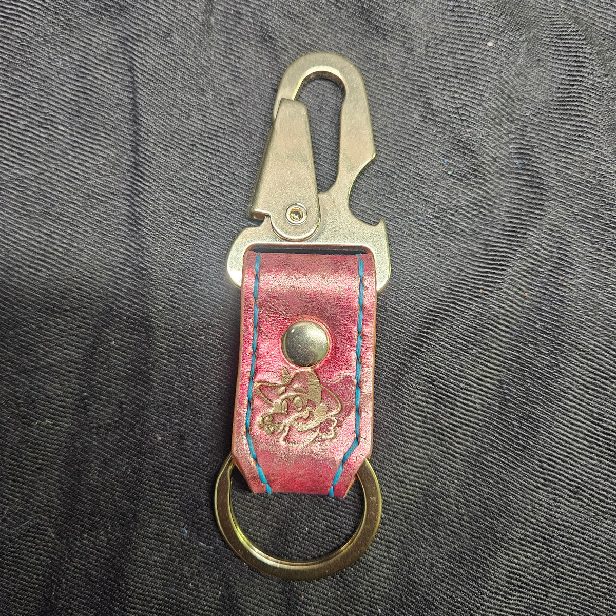 Rustic Metallic Magnolia & Brass Snap Keychain