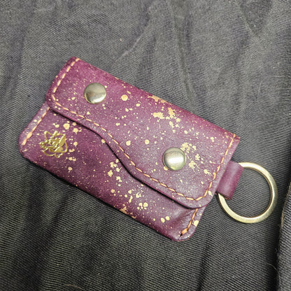Purple w/ Gold Splatter Keychain Wallet