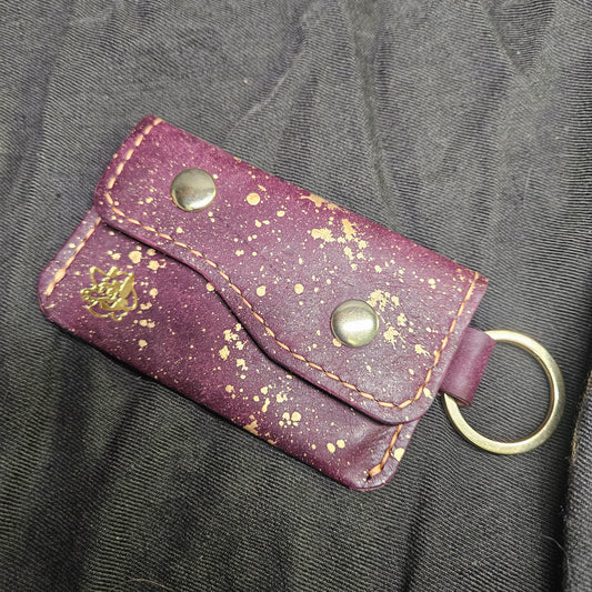 Purple w/ Gold Splatter Keychain Wallet