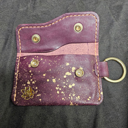 Purple w/ Gold Splatter Keychain Wallet