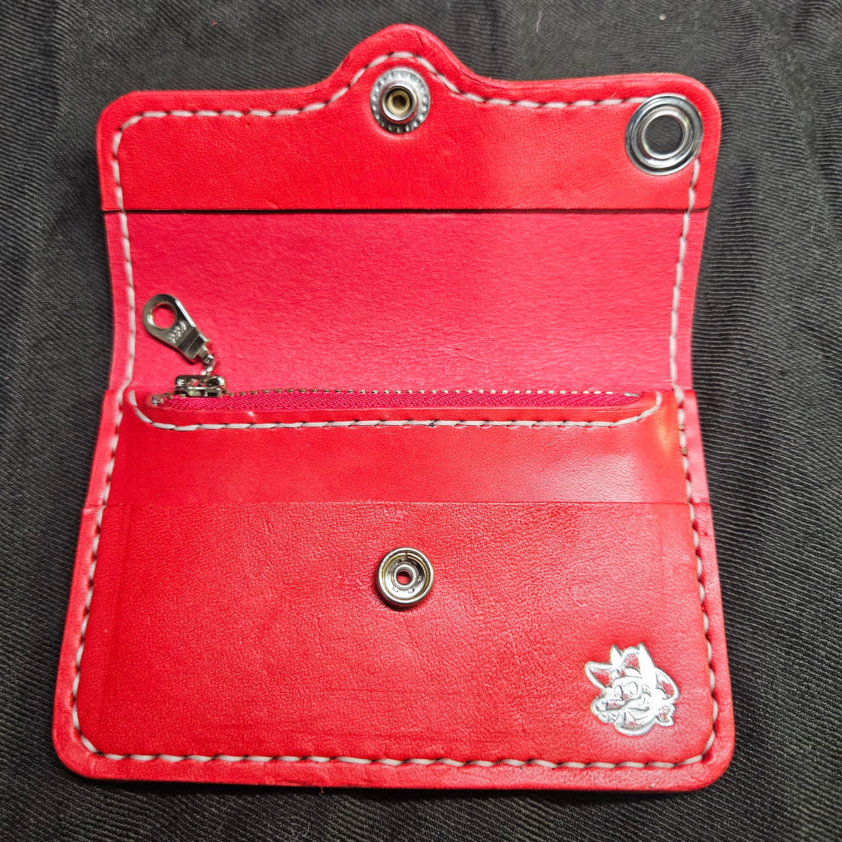 Red w/ White Stitching Biker Wallet