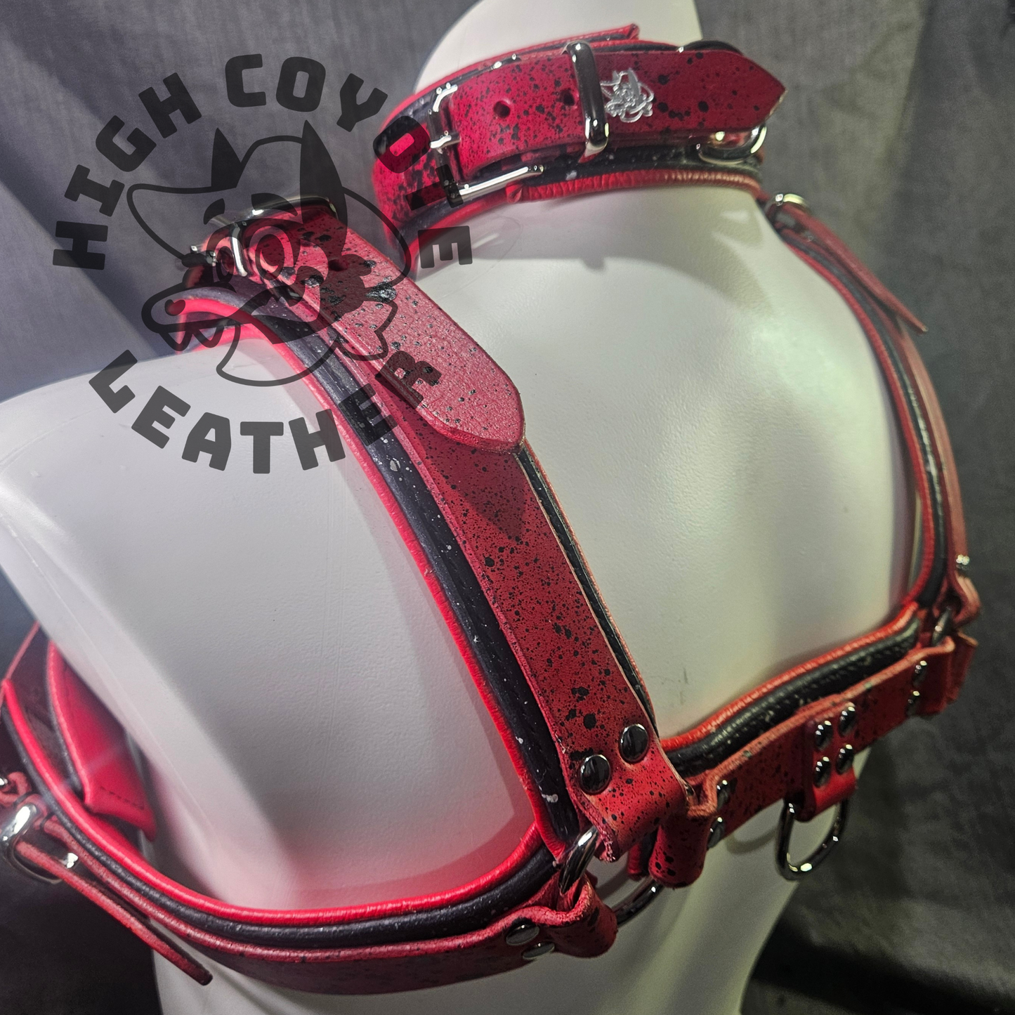 Black & Red Splatter Harness & Collar