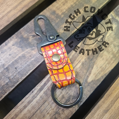 Embossed Crocodile w/ Antique Hardware Snap Keychain