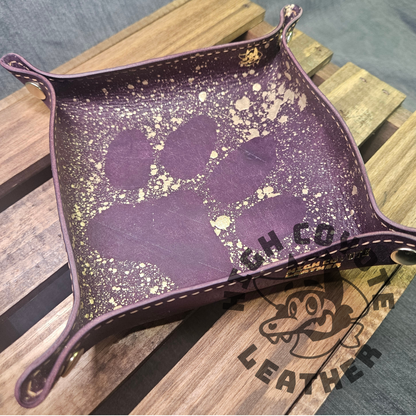 Pueblo Purple w/ Gold Splatter Paw Print Valet Tray