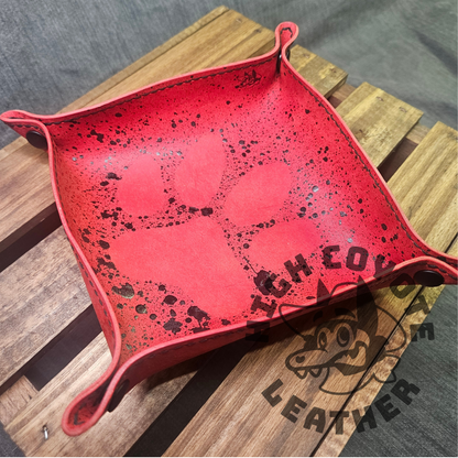 Pueblo Red w/ Black Splatter Paw Print Valet Tray