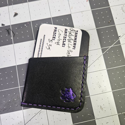 Dark Grey & Black w/ Purple Stitching Wrap Wallet