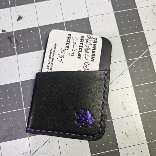 Dark Grey & Black w/ Purple Stitching Wrap Wallet
