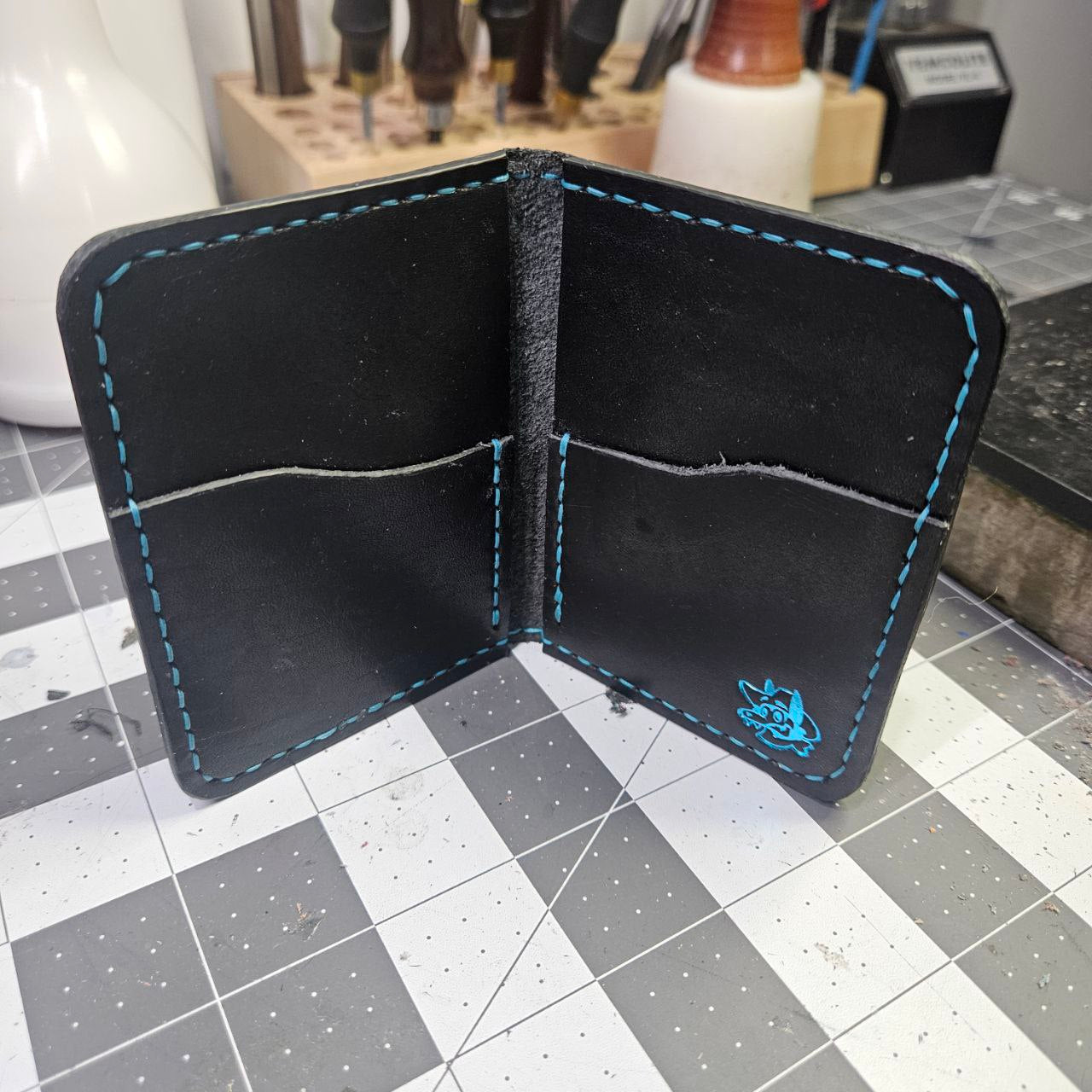 Teal Stitched Paw Mini Bifold