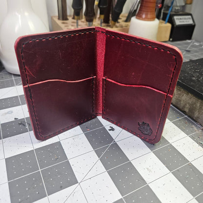 Red with Black Stitched Paw Mini Bifold