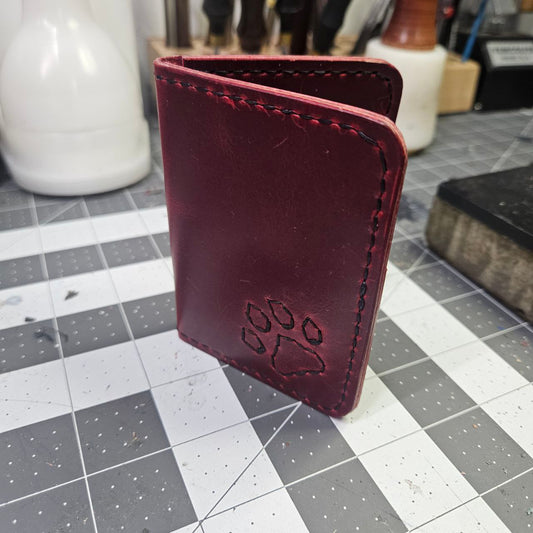 Red with Black Stitched Paw Mini Bifold