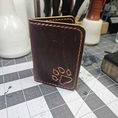 Brown Stitched Paw Mini Bifold