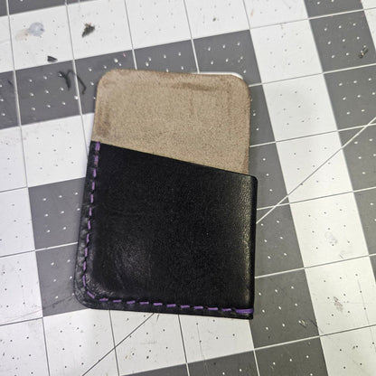 Dark Grey & Black w/ Purple Stitching Wrap Wallet
