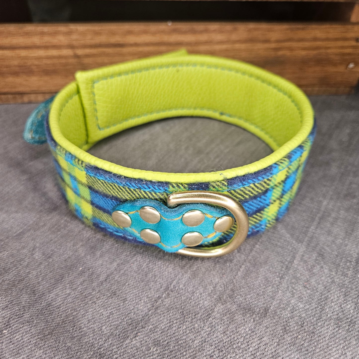 Teal n Green Flannel Collar