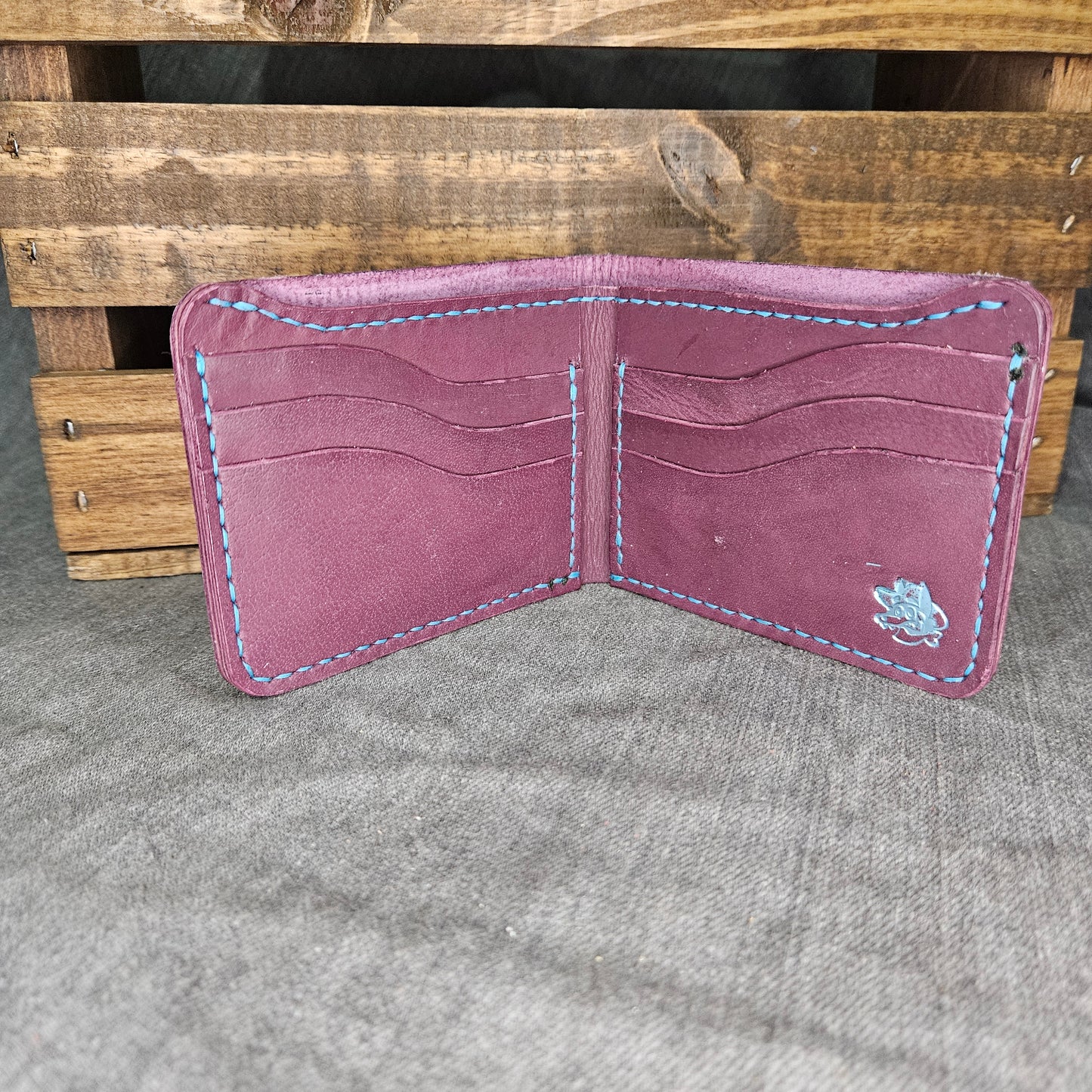 Purple w/ Teal Stitching Deluxe Bifold