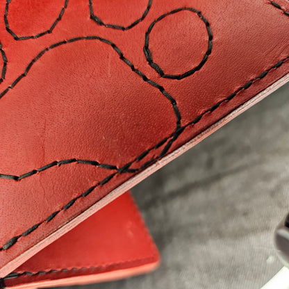 Red w/ Black Stitched Paw Deluxe Bifold (Grade B Discounted)