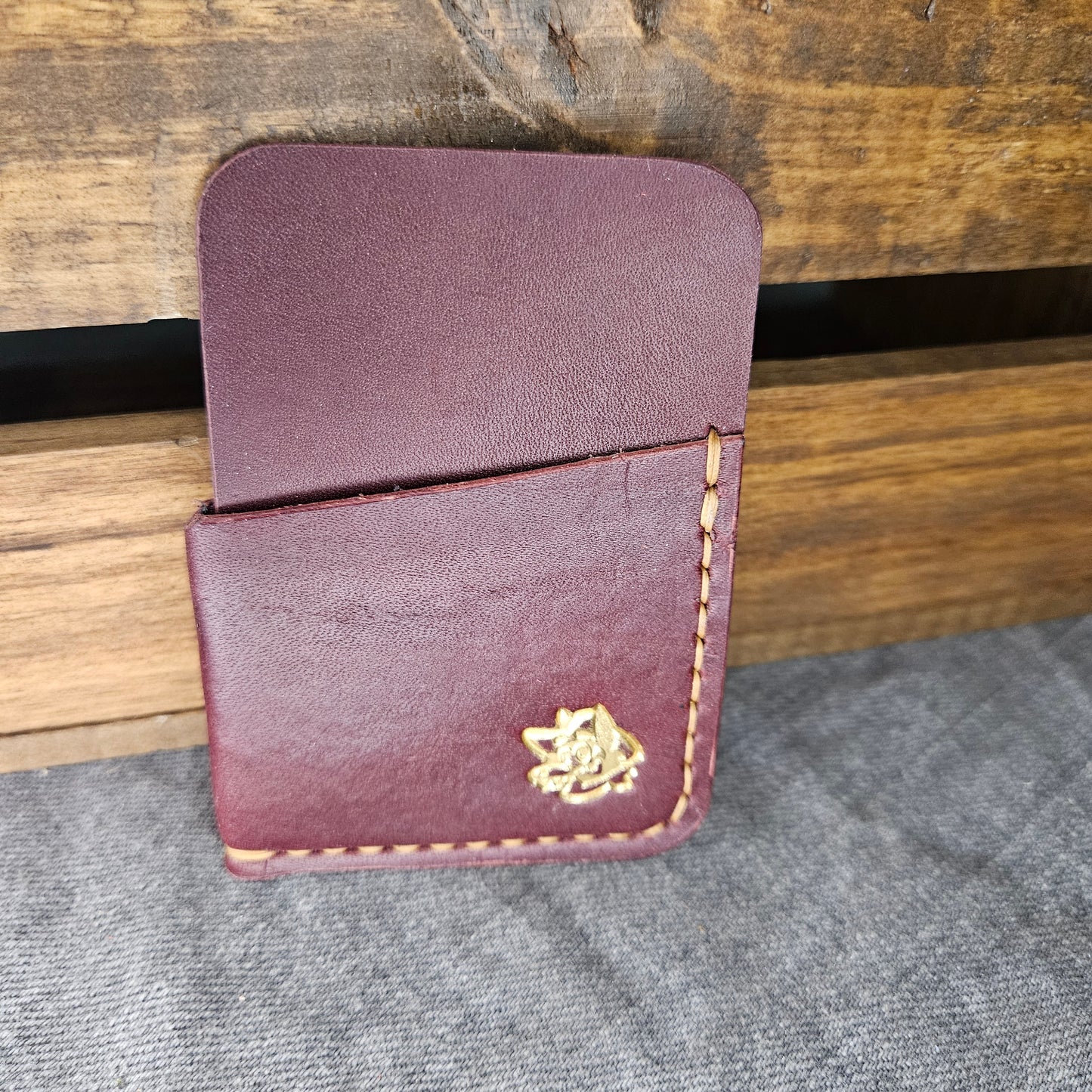 Burgundy w/ Tan Stitching Wrap Wallet