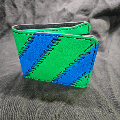 Neon Green and Blue Stripes Deluxe Bifold