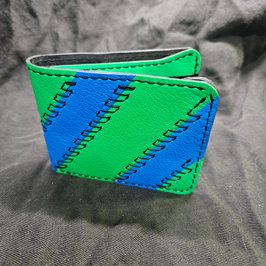 Neon Green and Blue Stripes Deluxe Bifold