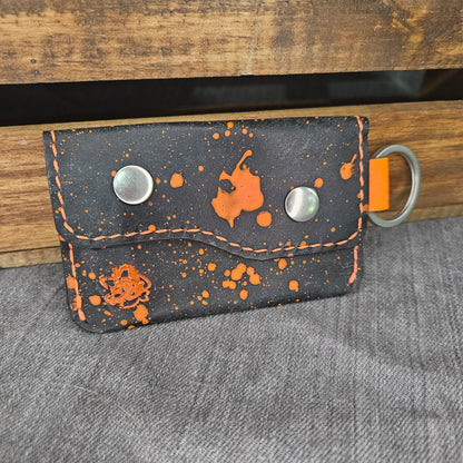Neon Orange Splatter Keychain Wallet